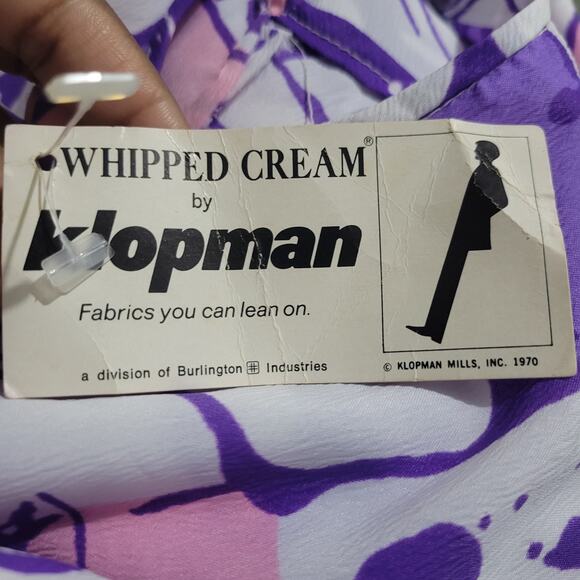 Vintage Sears Day Dress Purple Abstract Splatter Mod Deadstock Sleeveless 70s XS - Picture 12 of 13